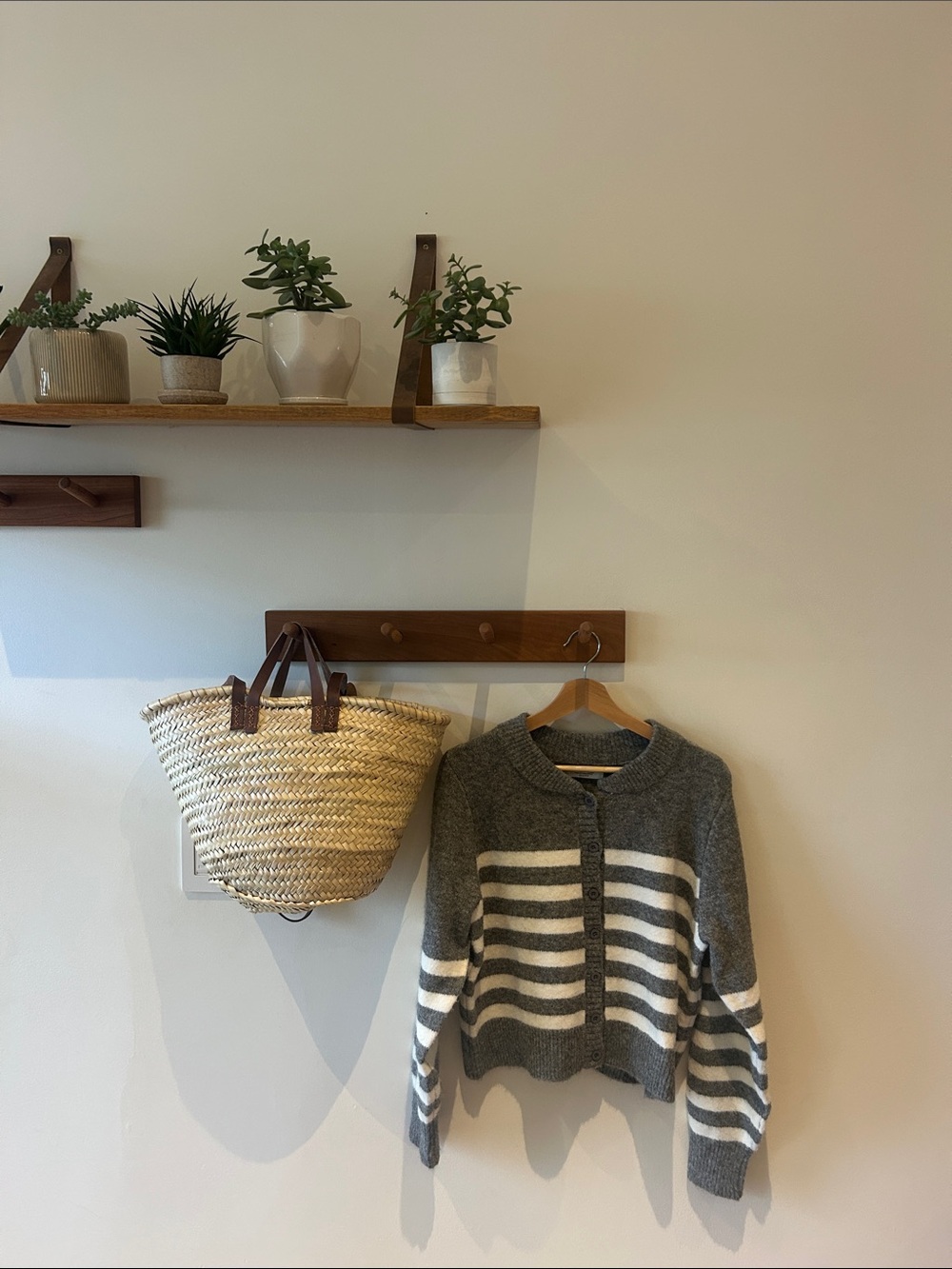 Smash + Tess Gray and White Striped Wall Hook Display